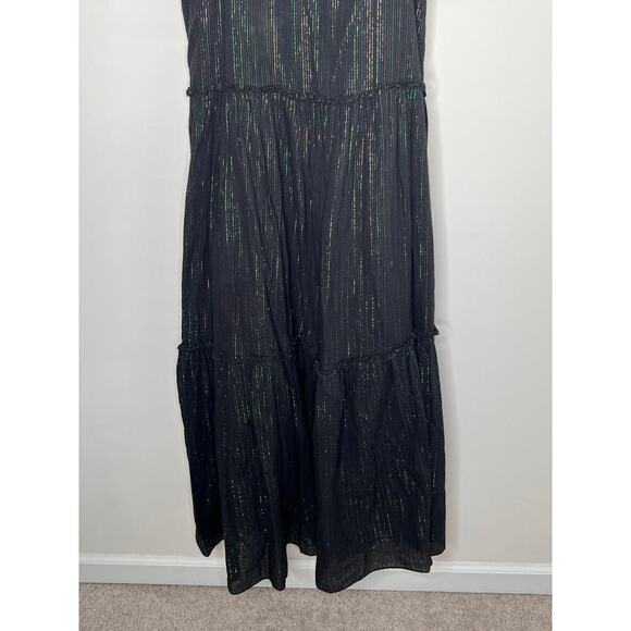 Nation LTD Rainbow Metallic Tiered Black Maxi Dress Women's Size S - Picture 4 of 9